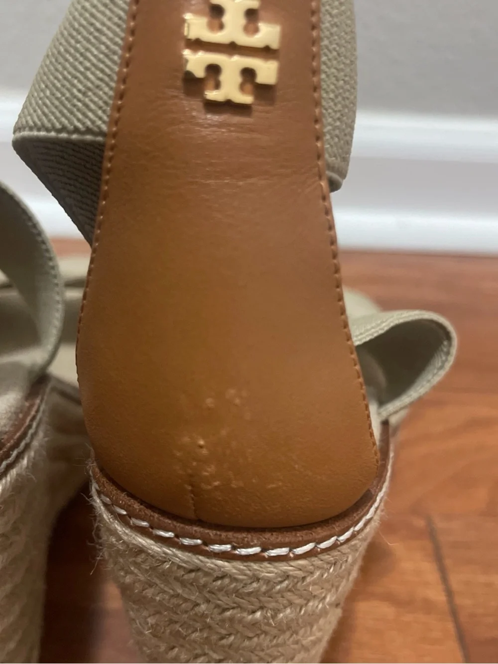 TORY BURCH Frieda Platform Wedge Espadrille Sandal High Heel Brown Tan Women 8M